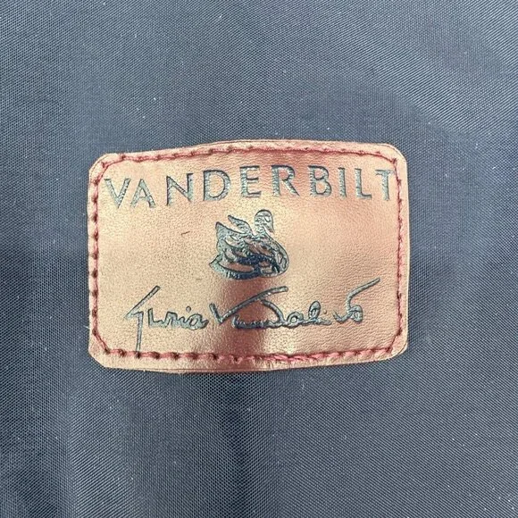 Vintage Travel Duffle Bag Luggage Gloria Vanderbilt Navy Burgundy 1980s Nylon - Picture 7 of 12